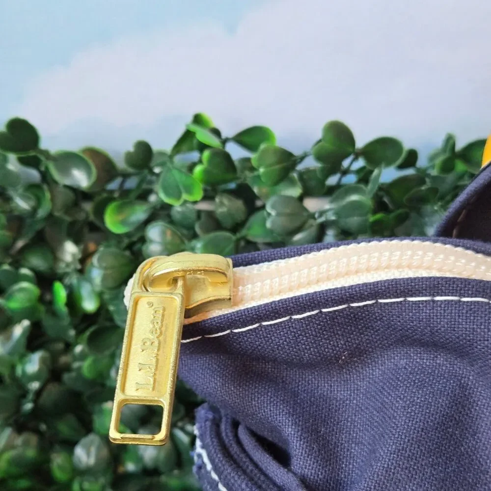 Vintage LL Bean Boat and Tote Mini Canvas Beaner Tote in Navy and Yellow - Picture 3 of 5